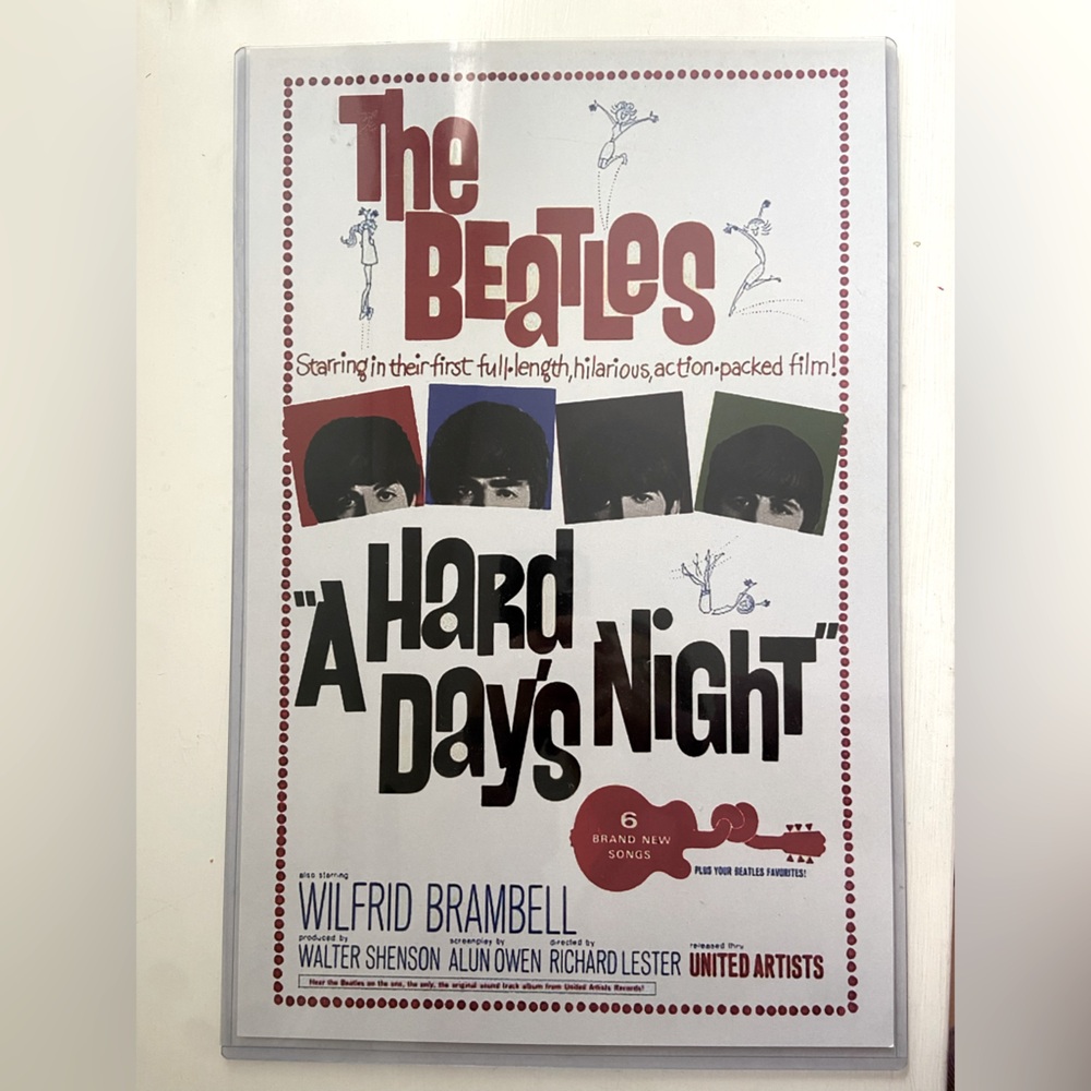 The Beatles a hard days nigh movie promotional poster.